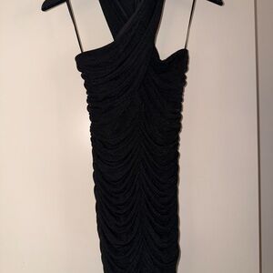 Fiestar Elegant Black Ruched Women's Dress